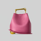 Handbag Sculptural Faux Leather Gold-Plated Handle
