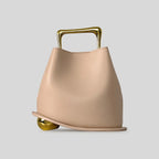 Handbag Sculptural Faux Leather Gold-Plated Handle