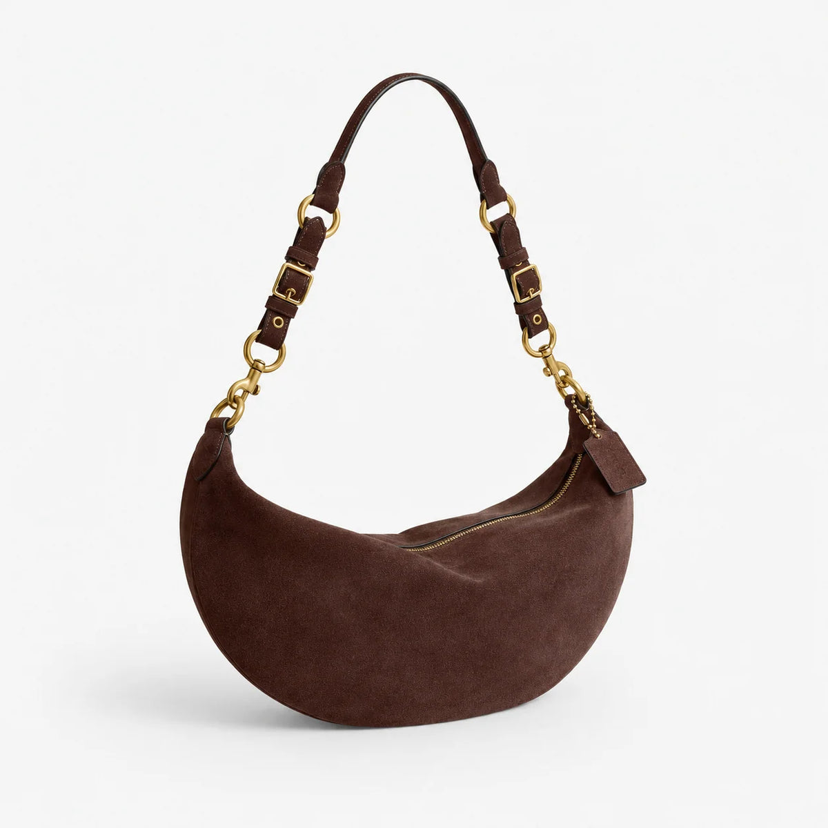 Handbag Soft Suede Adjustable Strap Zippered Interior Pocket