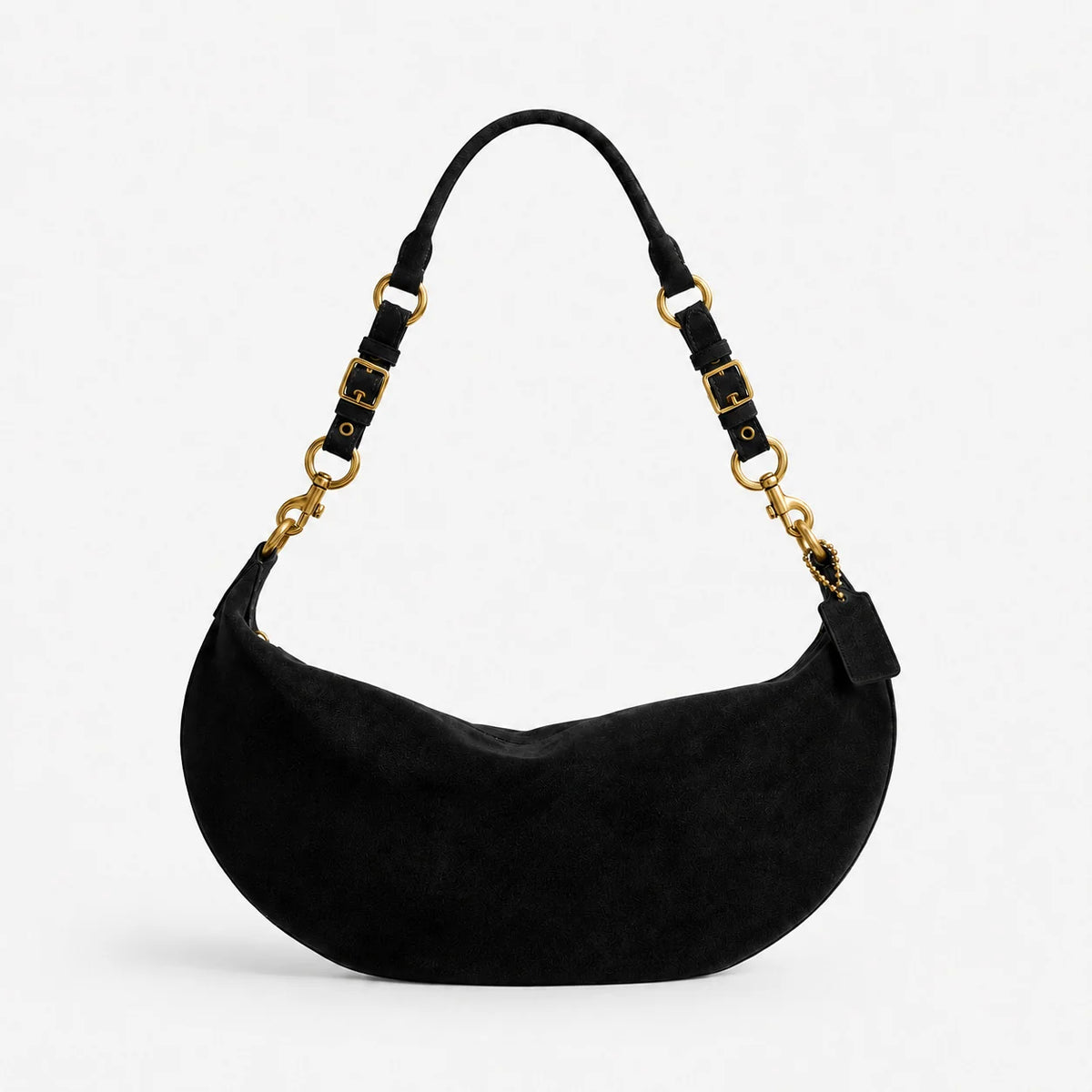 Handbag Soft Suede Adjustable Strap Zippered Interior Pocket