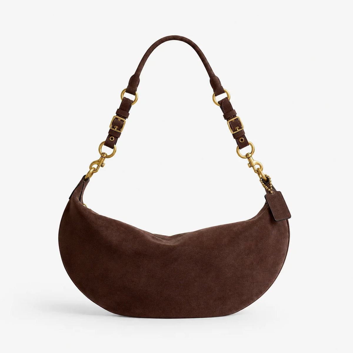 Handbag Soft Suede Adjustable Strap Zippered Interior Pocket