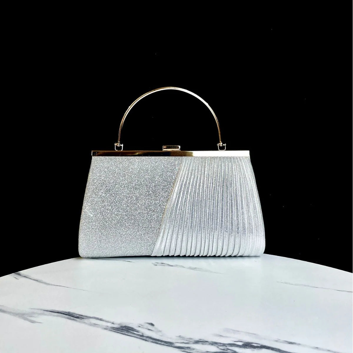 Handbag Sparkling Pleated Evening Style