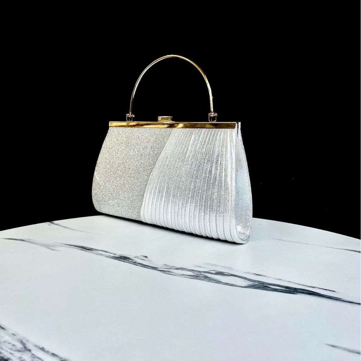 Handbag Sparkling Pleated Evening Style