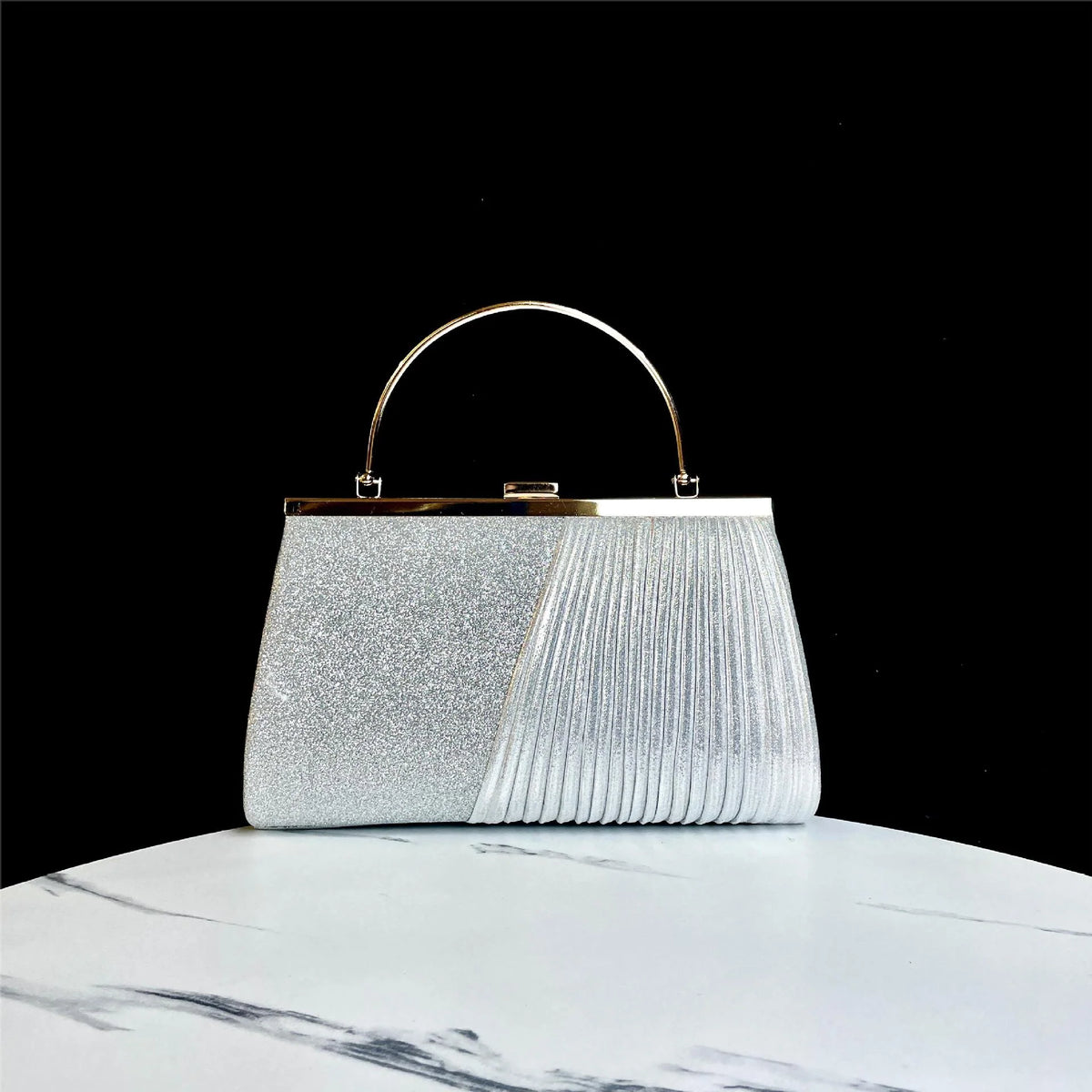 Handbag Sparkling Pleated Evening Style