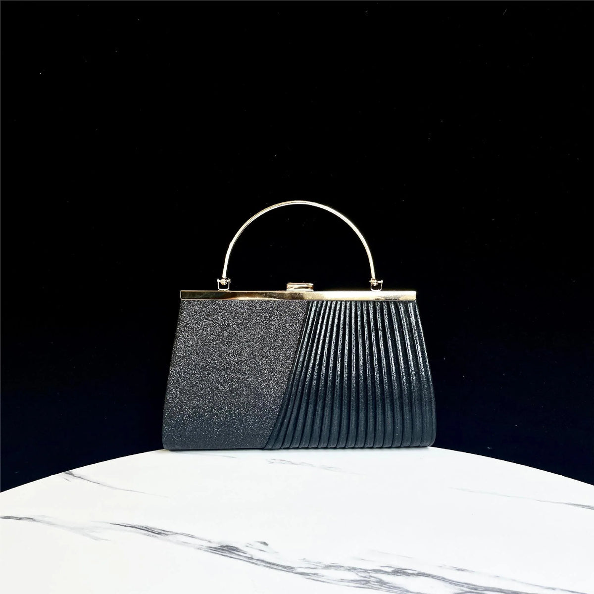 Handbag Sparkling Pleated Evening Style