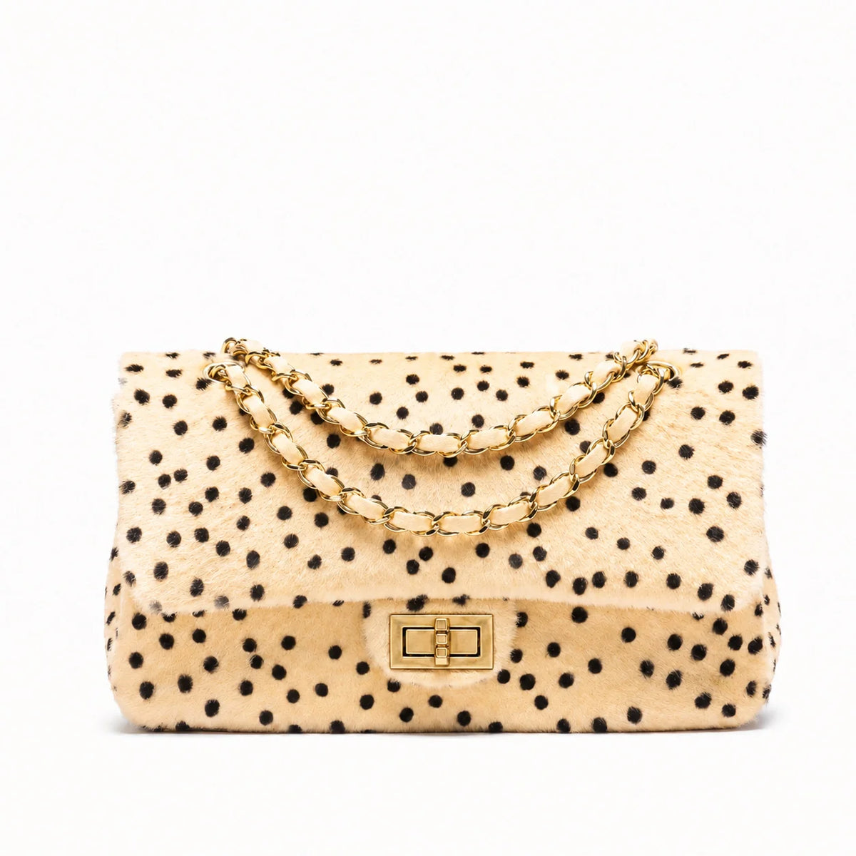 Handbag Textured Design Gold Chain Handle Spacious Interior