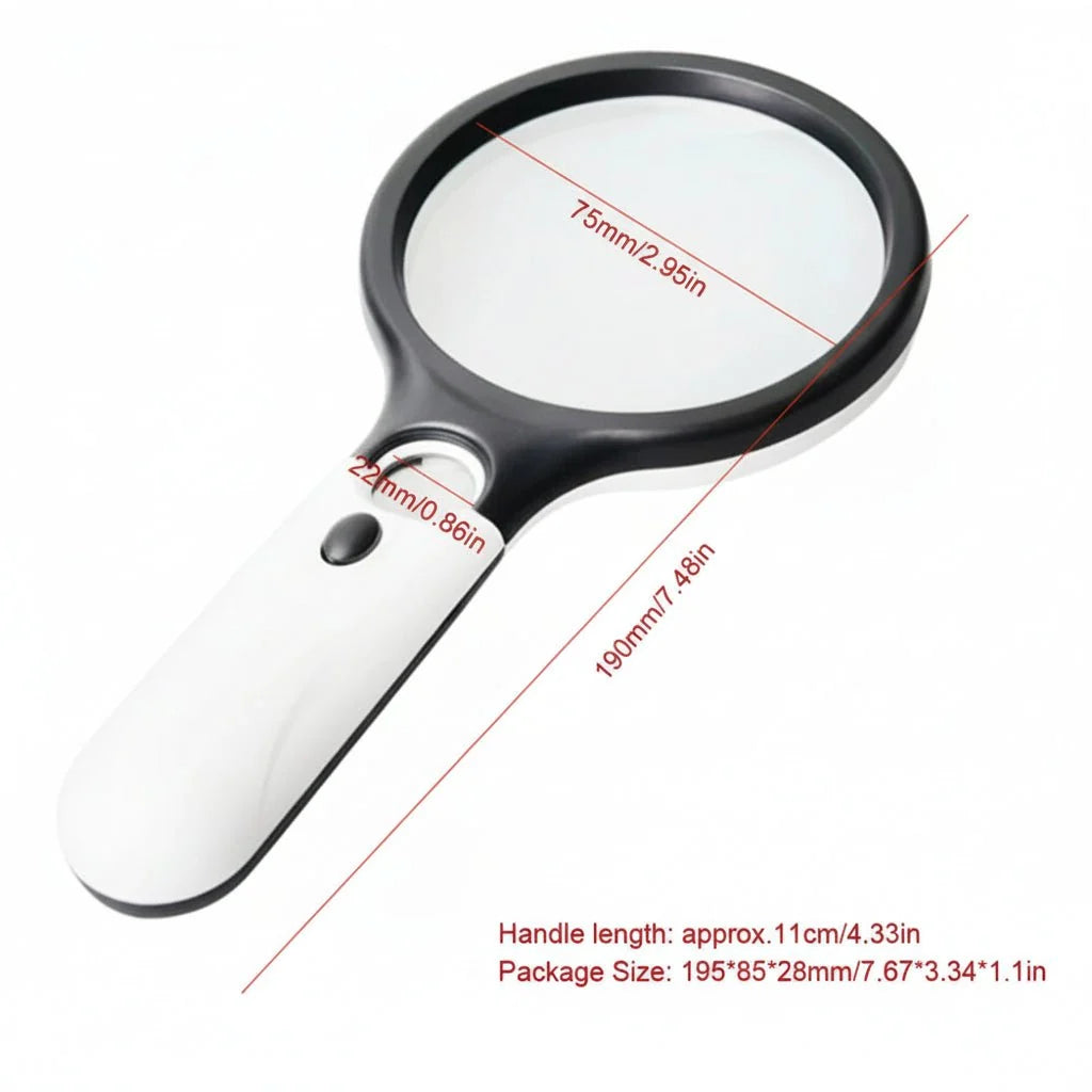 Handheld Magnifying Glass 45x LED Lighting