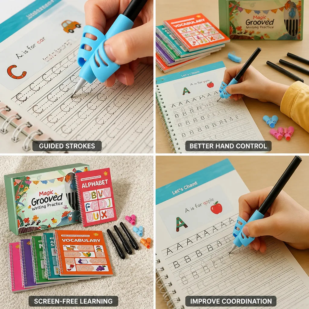Handwriting Practice Kit Grooved Letter Tracing Screen-Free
