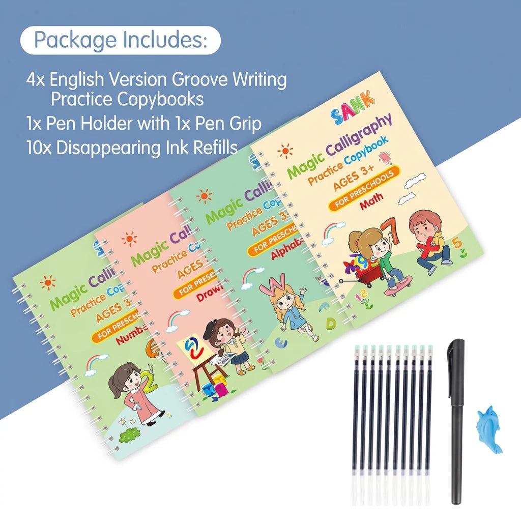 Handwriting Practice Notebook Set Grooved Pages Disappearing Ink