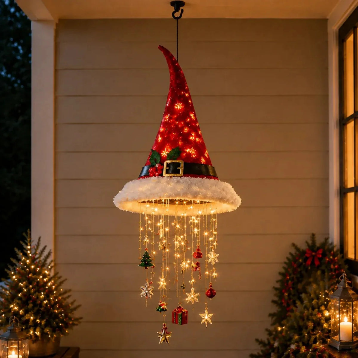 Hanging Christmas Hat Warm LED & Sparkling Pendants