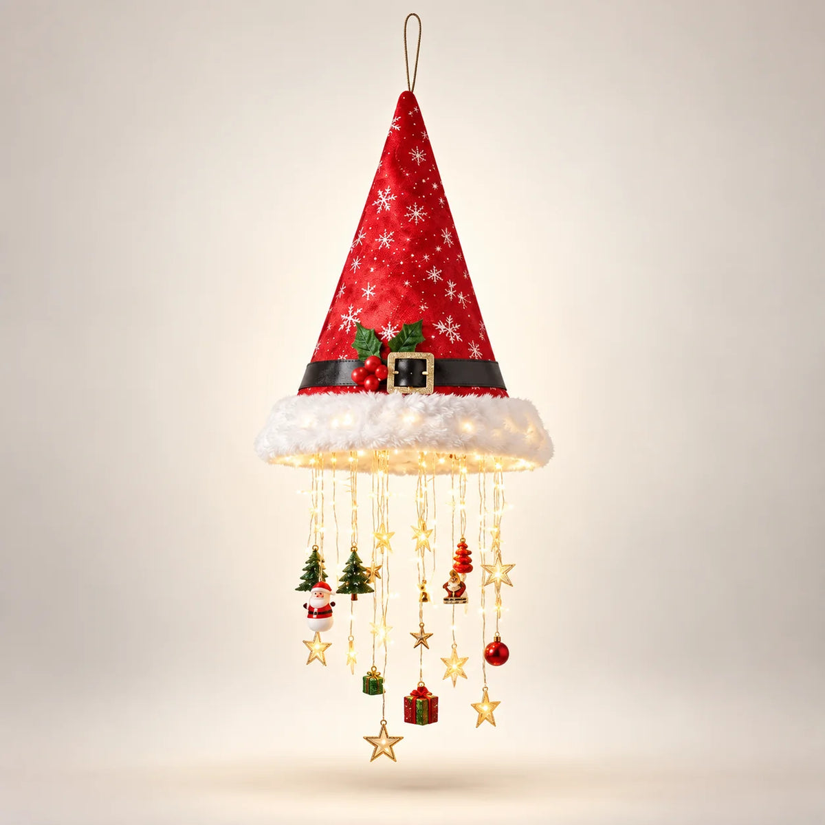 Hanging Christmas Hat Warm LED & Sparkling Pendants