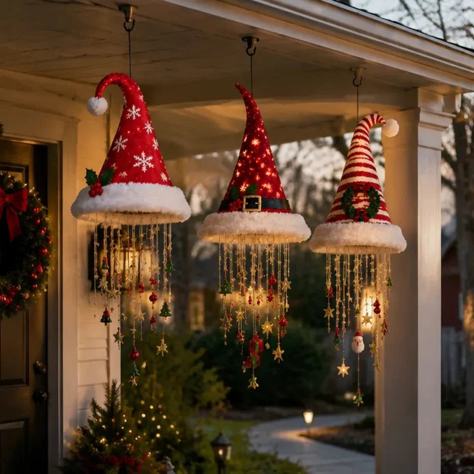 Hanging Christmas Hat Warm LED & Sparkling Pendants