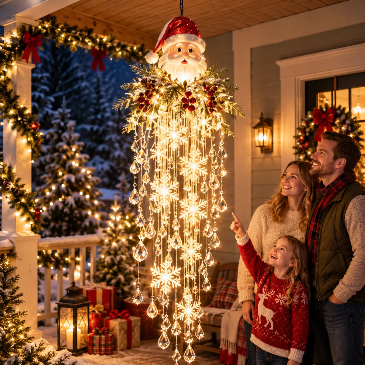 Hanging Christmas Lights Cascading LED Battery-Powered Remote Control