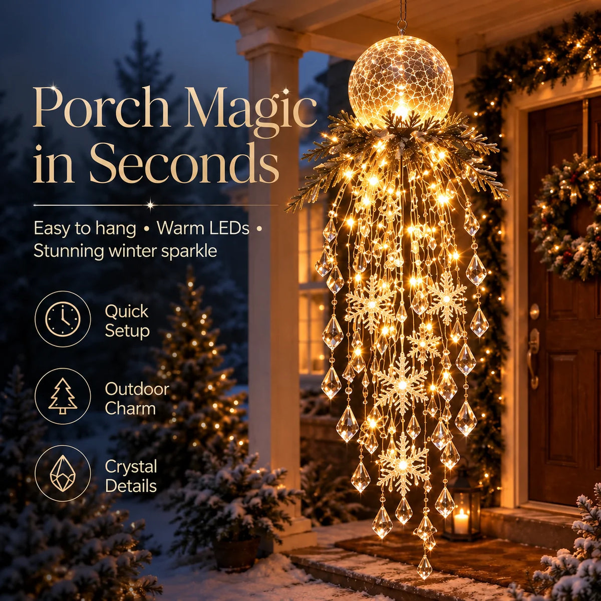 Hanging Christmas Lights Cascading LED Battery-Powered Remote Control