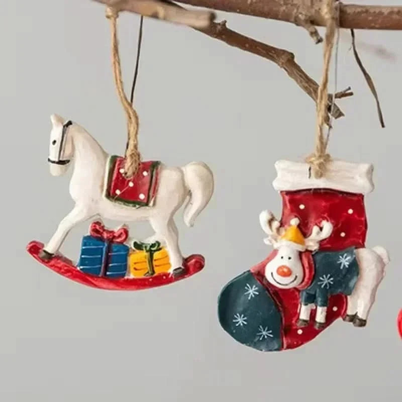 Hanging Christmas Stocking Moose & Tree Cozy Fabric