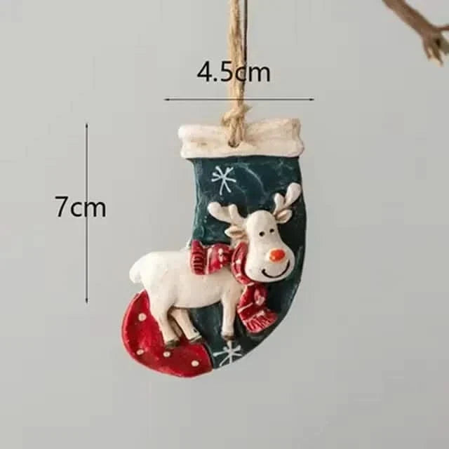 Hanging Christmas Stocking Moose & Tree Cozy Fabric