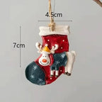 Hanging Christmas Stocking Moose & Tree Cozy Fabric