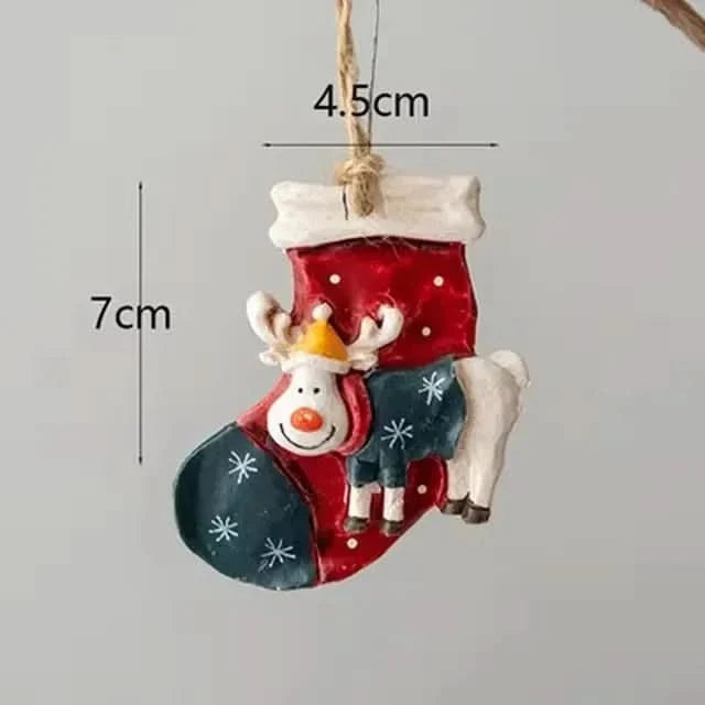 Hanging Christmas Stocking Moose & Tree Cozy Fabric