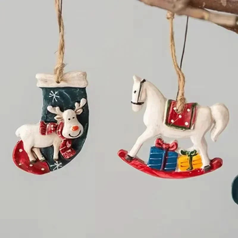 Hanging Christmas Stocking Moose & Tree Cozy Fabric