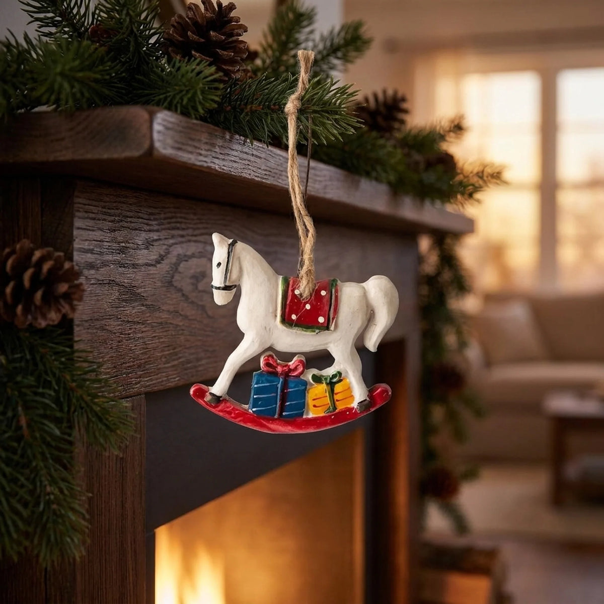 Hanging Christmas Stocking Moose & Tree Cozy Fabric