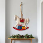 Hanging Christmas Stocking Moose & Tree Cozy Fabric
