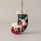 Hanging Christmas Stocking Moose & Tree Cozy Fabric