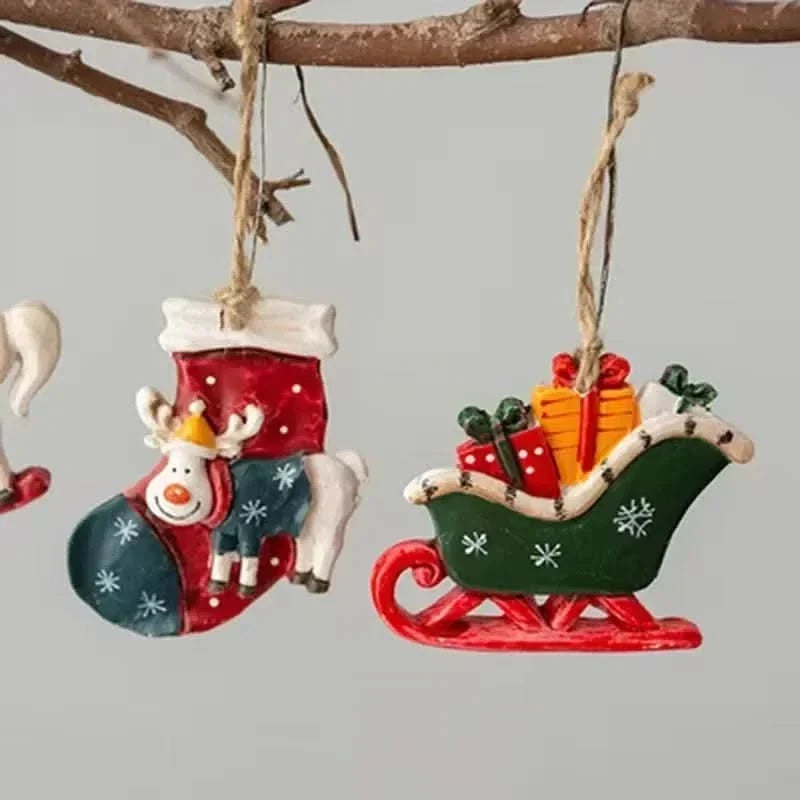Hanging Christmas Stocking Moose & Tree Cozy Fabric