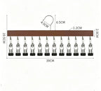 Hat Organizer Wooden Wall Mount 12 Stainless Steel Clips