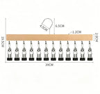 Hat Organizer Wooden Wall Mount 12 Stainless Steel Clips