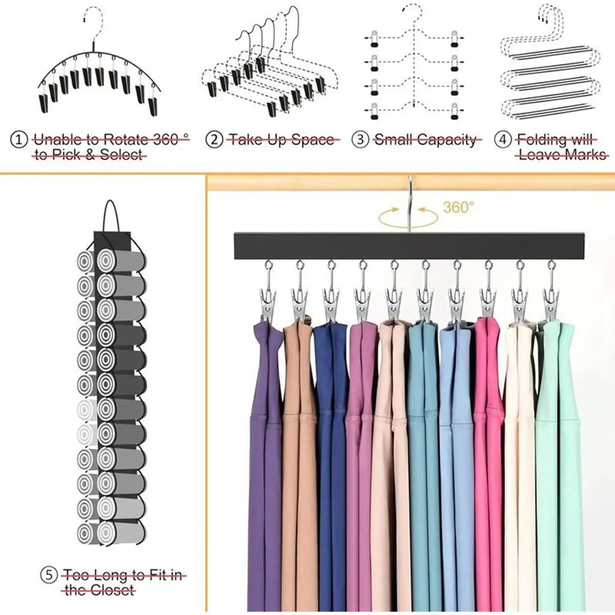 Hat Organizer Wooden Wall Mount 12 Stainless Steel Clips