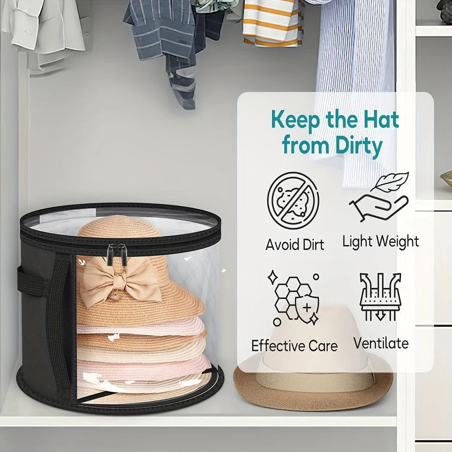 Hat Storage Box Extra-Large Transparent Window Dustproof Zipper