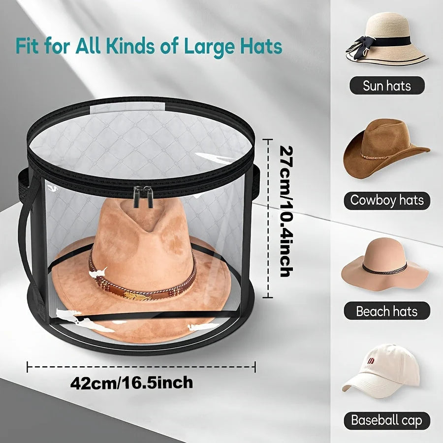 Hat Storage Box Extra-Large Transparent Window Dustproof Zipper