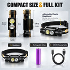 Headlamp 1000 Lumens Rechargeable Red Light