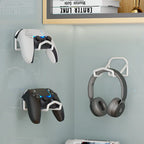Headphone & Game Controller Rack Wall-Mounted Foldable Hooks, Space-Saving