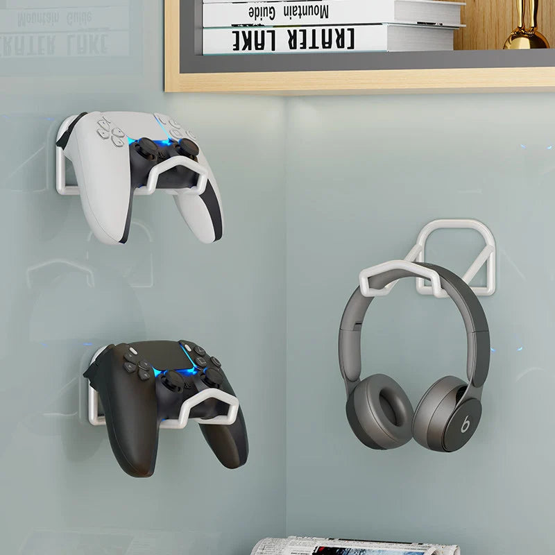 Headphone & Game Controller Rack Wall-Mounted Foldable Hooks, Space-Saving