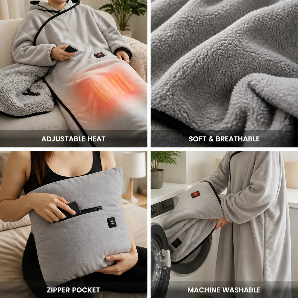 Heated Blanket Adjustable Heat Breathable Fleece