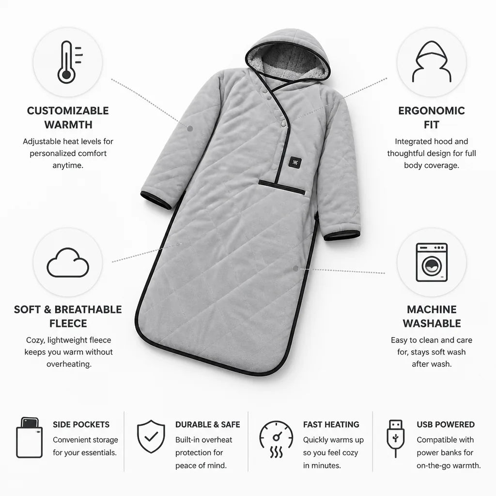 Heated Blanket Adjustable Heat Breathable Fleece
