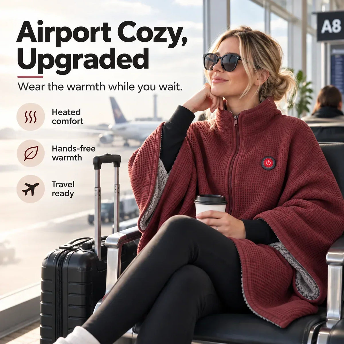 Heated Blanket Wearable USB-Powered Three Heat Settings