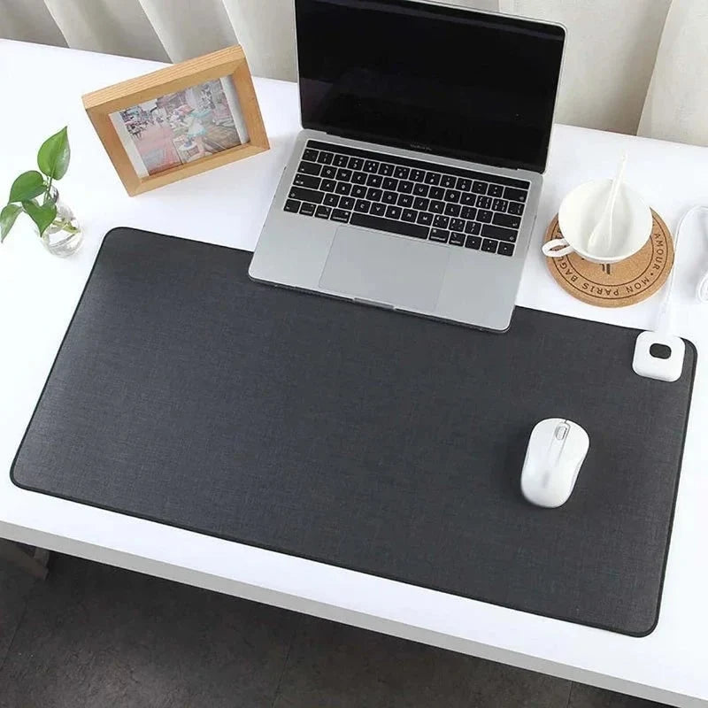 Heated Desk Mat Adjustable Temperature Linen-Textured Mouse Pad