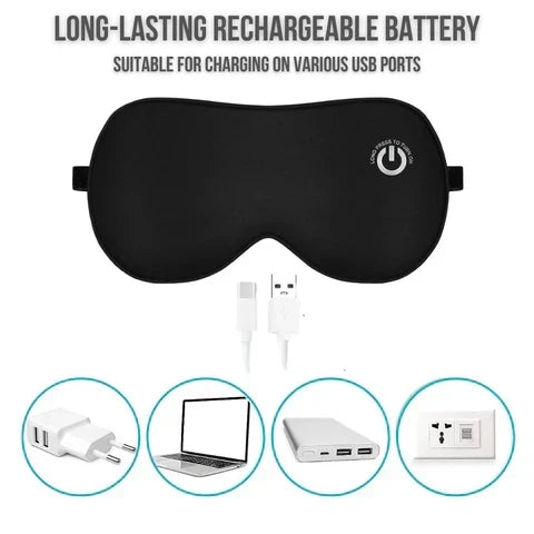 Heated Eye Mask Cordless USB Rechargeable 3 Heat Settings