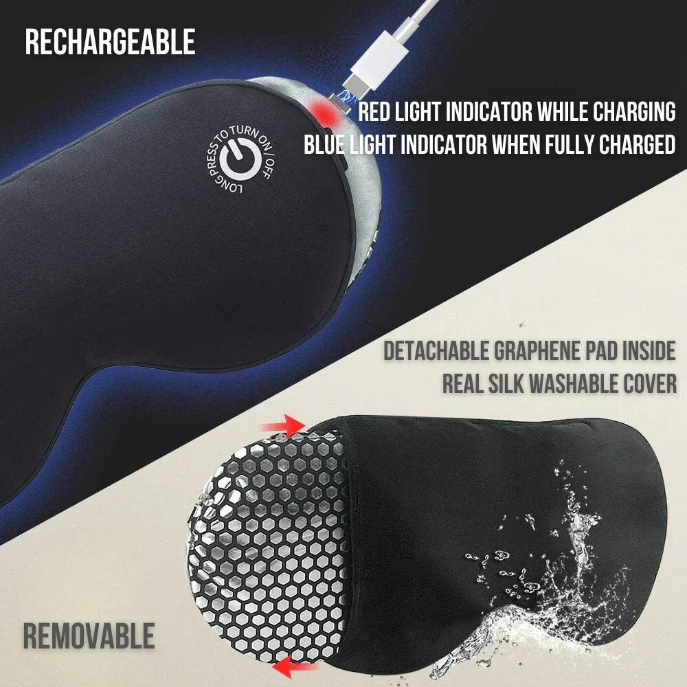 Heated Eye Mask Cordless USB Rechargeable 3 Heat Settings