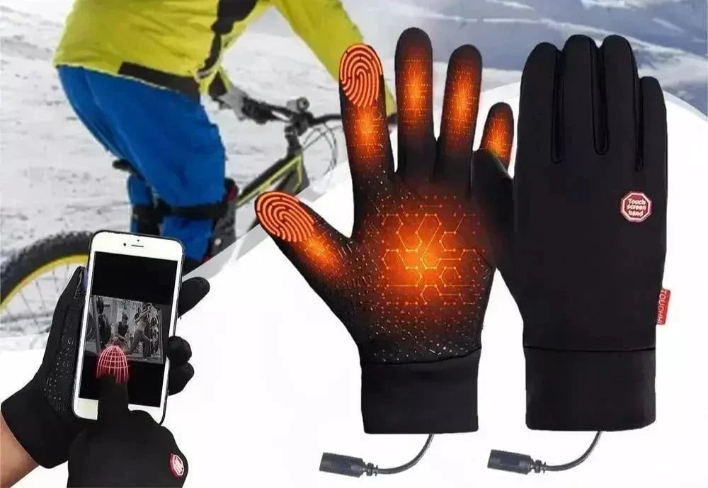 Heated Gloves Electric Heating Touchscreen Fingertips Non-Slip Grip