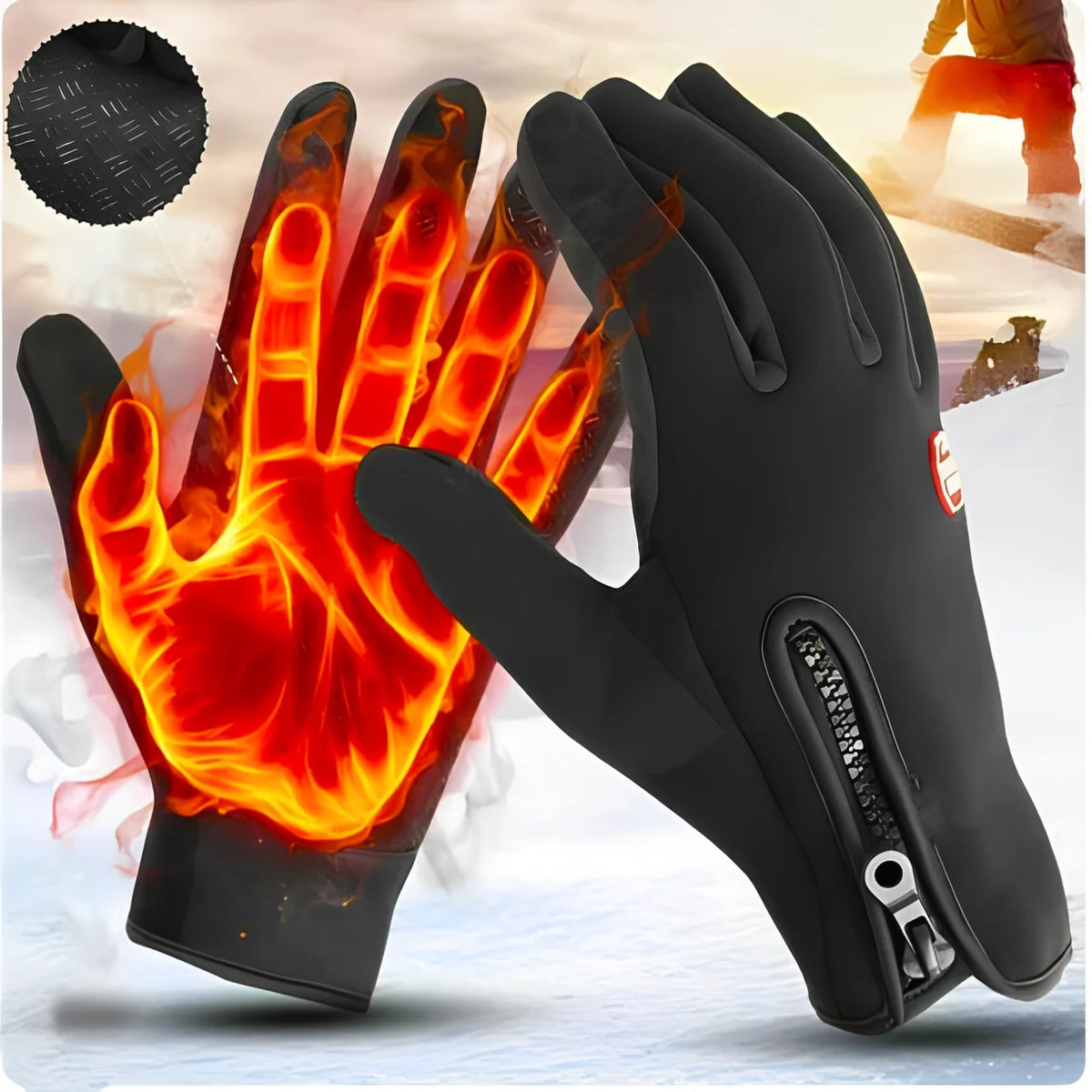 Heated Gloves Touchscreen Three Heat Settings Water-Repellent & Windproof