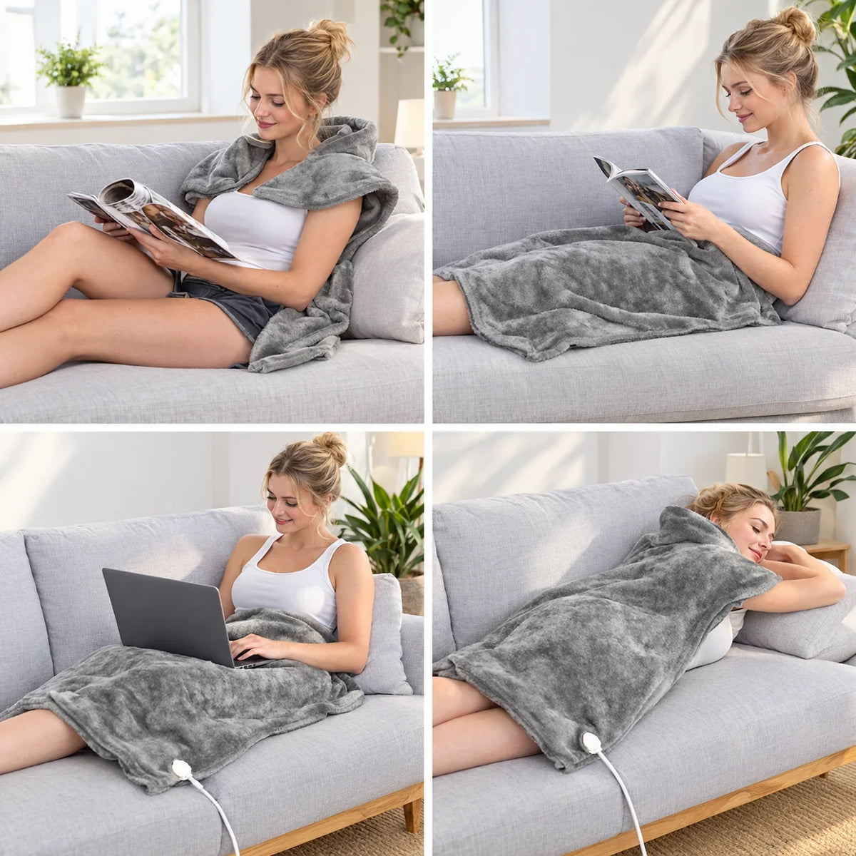 Heated Scarf Soft Flannel Hands-Free 6 Heat Settings