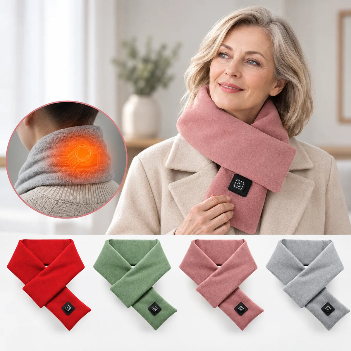 Heated Scarf USB-Powered Carbon-Fiber 3 Heat Levels
