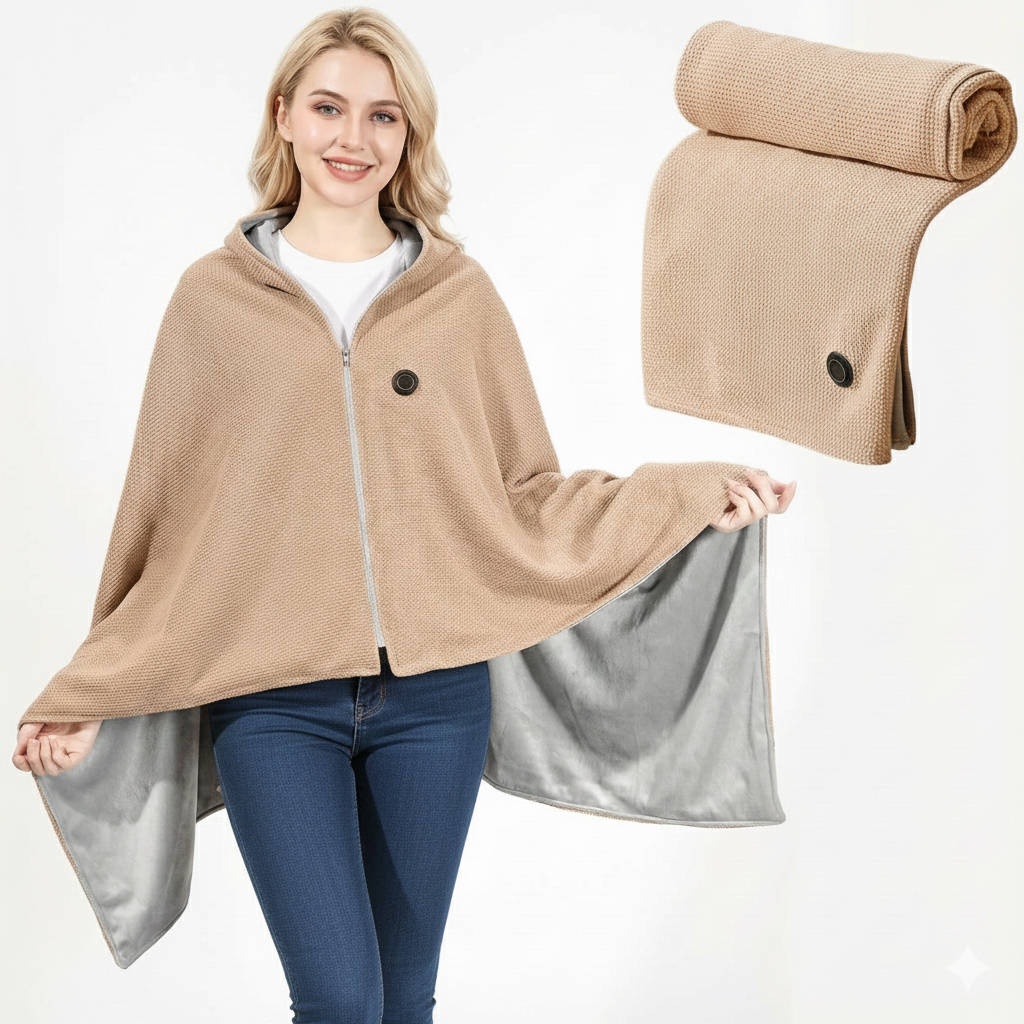 Heated Shawl Blanket USB-C Powered Adjustable Heat Settings