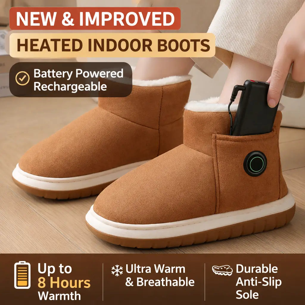 Heated Slippers 3 Heat Settings Rechargeable Non-Slip Sole