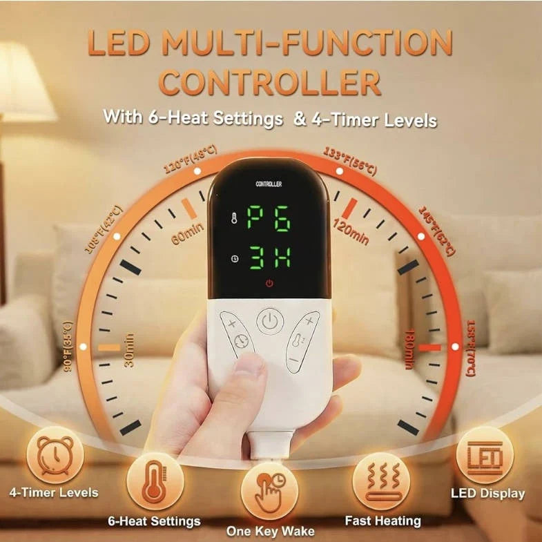 Heating Pad King Size Six Heat Settings Auto Shutoff