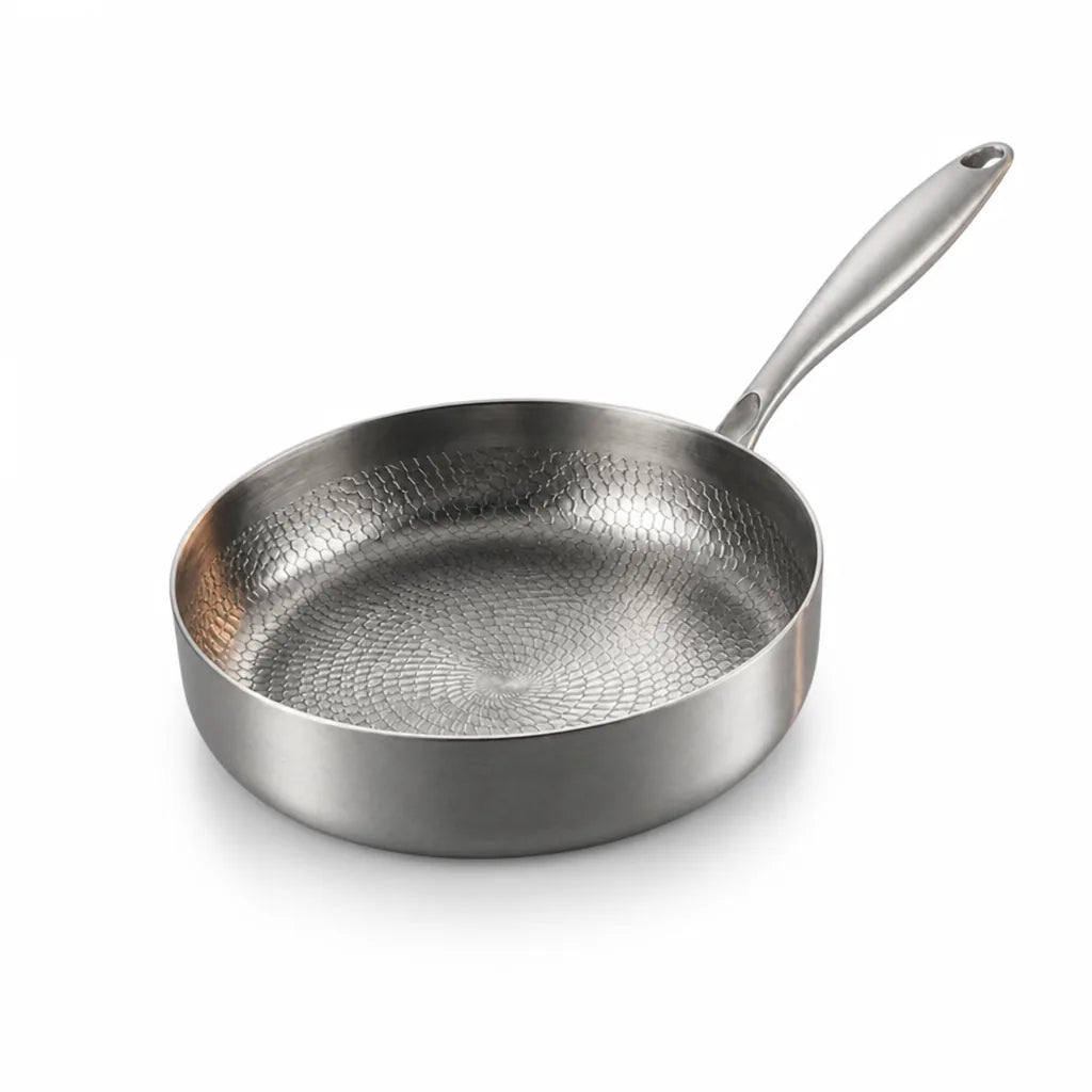 High-Sided Frying Pan Hand-Hammered Titanium Uncoated