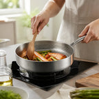 High-Sided Frying Pan Hand-Hammered Titanium Uncoated